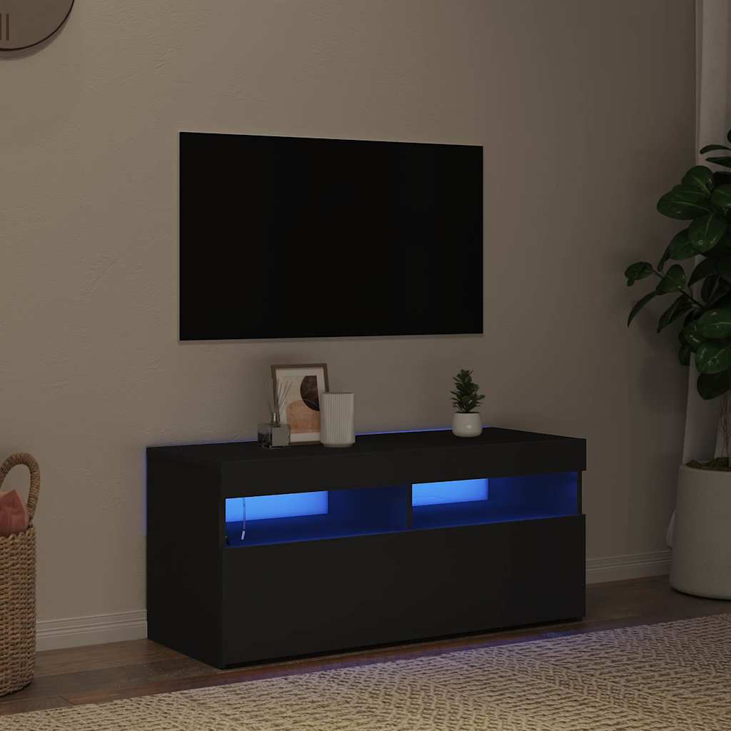 Vidaxl tv-meubel met led-verlichting 90x35x40 cm zwart