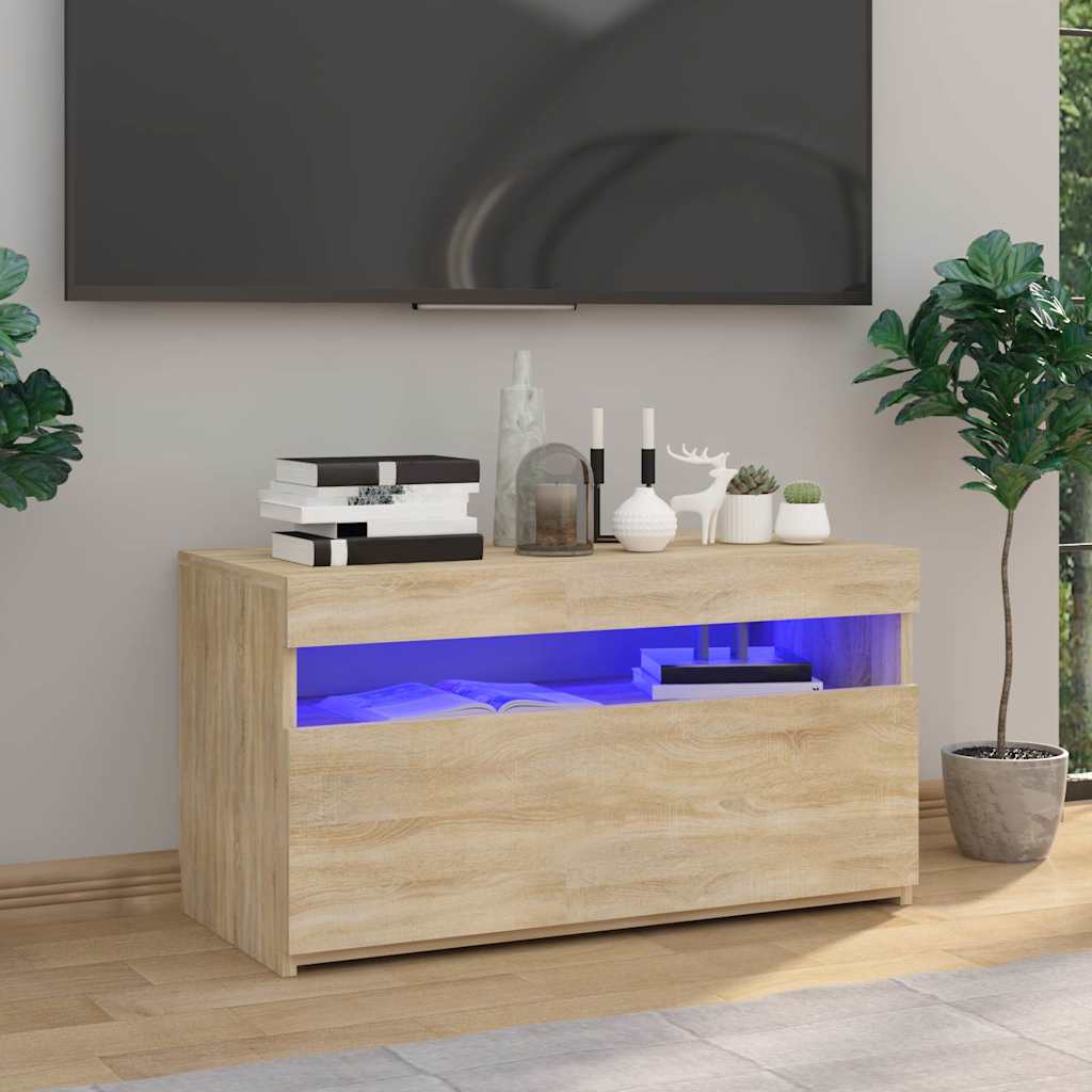 Vidaxl tv-meubel met led-verlichting 75x35x40 cm sonoma eikenkleurig