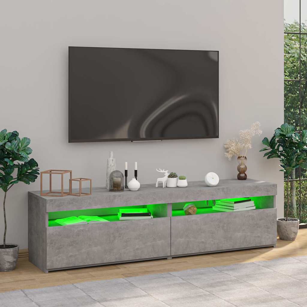 Vidaxl tv-meubelen 2 st met led-verlichting 75x35x40 cm betongrijs