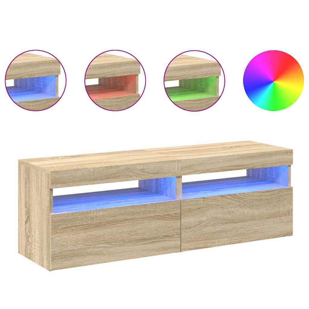 Vidaxl tv-meubelen 2 st led-verlichting 60x35x40 cm sonoma eikenkleur