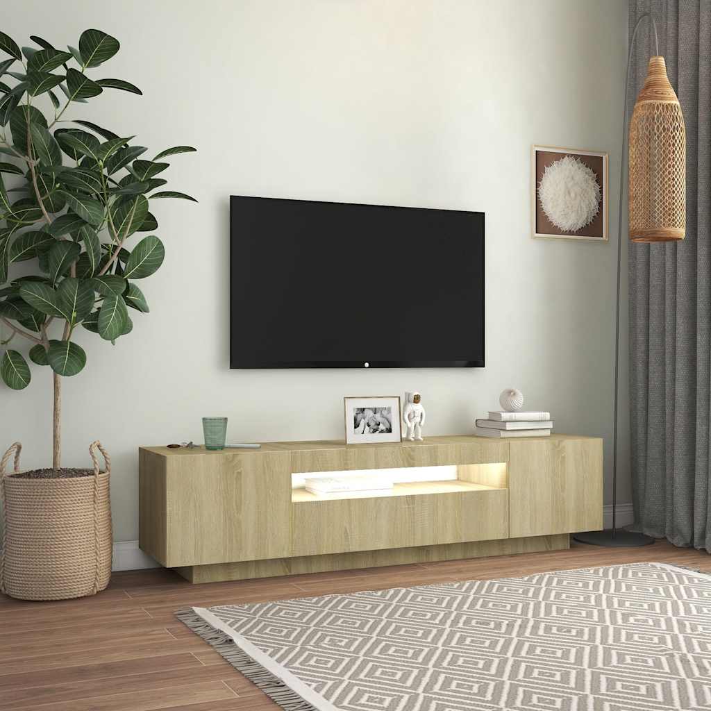 Vidaxl tv-meubel met led-verlichting 160x35x40 cm sonoma eikenkleurig