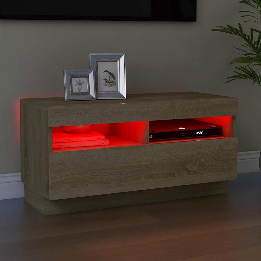 Vidaxl tv-meubel met led-verlichting 80x35x40 cm sonoma eikenkleurig