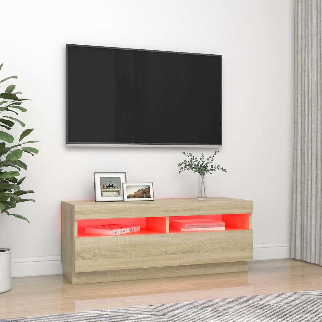 Vidaxl tv-meubel met led-verlichting 100x35x40 cm sonoma eikenkleurig