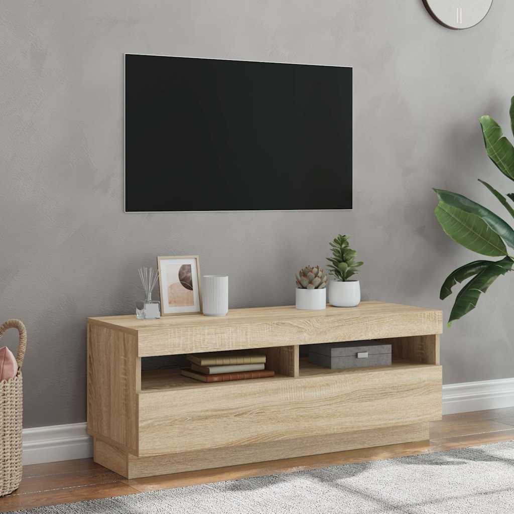 Vidaxl tv-meubel met led-verlichting 100x35x40 cm sonoma eikenkleurig