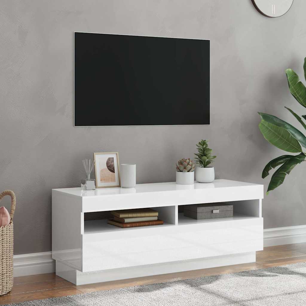 Vidaxl tv-meubel met led-verlichting 100x35x40 cm hoogglans wit
