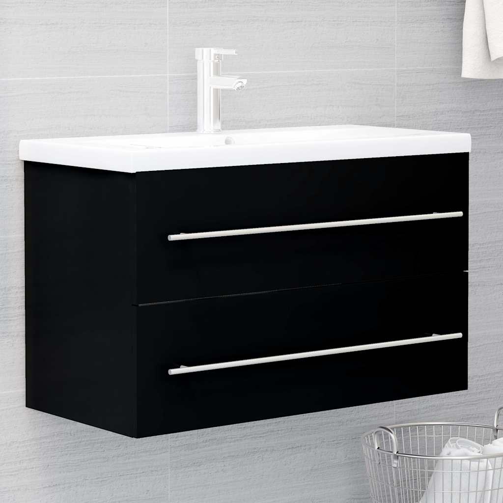 Vidaxl wastafelkast 80x38,5x48 cm bewerkt hout zwart