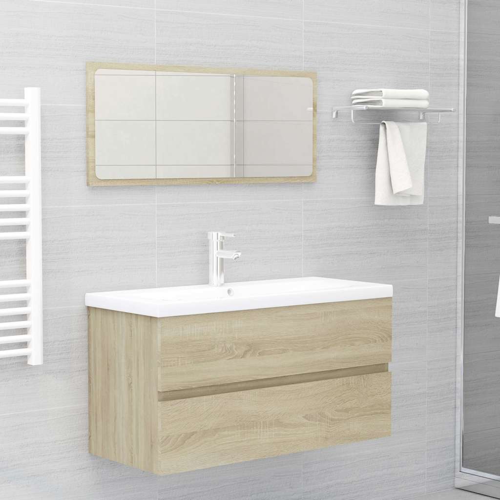 Vidaxl wastafelkast 90x38,5x45 cm bewerkt hout sonoma eikenkleurig