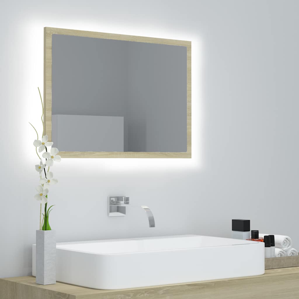 Vidaxl badkamerspiegel led 60x8,5x37 cm acryl sonoma eikenkleurig