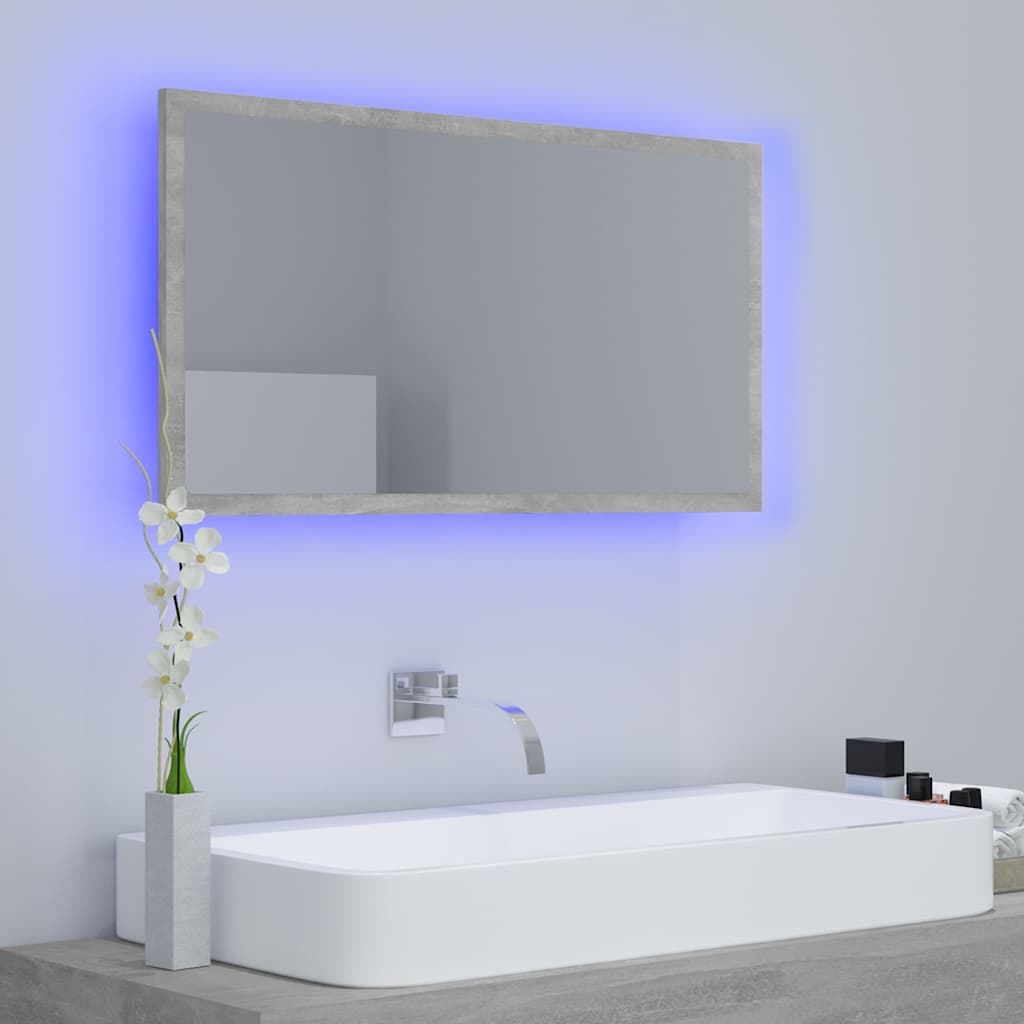 Vidaxl badkamerspiegel led 80x8,5x37 cm acryl betongrijs