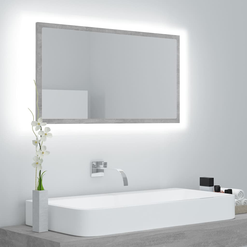 Vidaxl badkamerspiegel led 80x8,5x37 cm acryl betongrijs