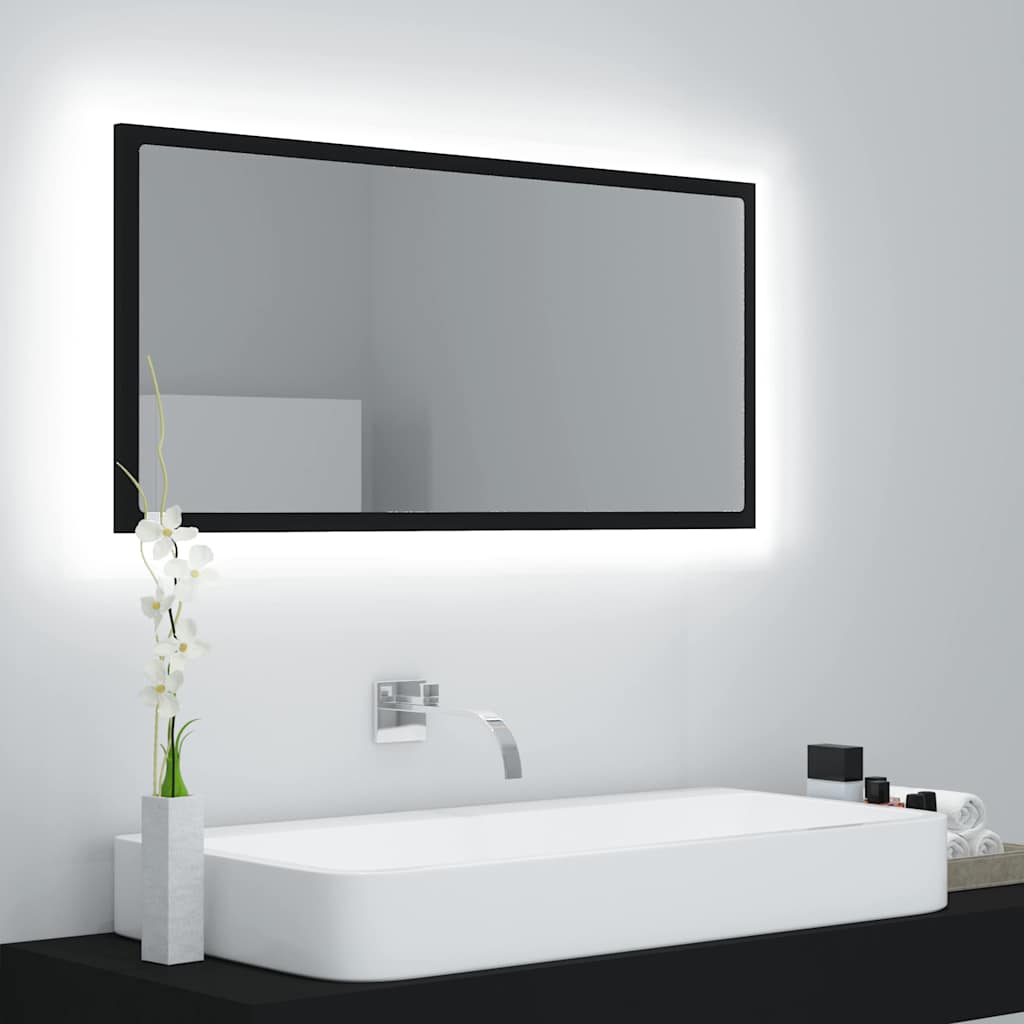 Vidaxl badkamerspiegel led 90x8,5x37 cm acryl zwart