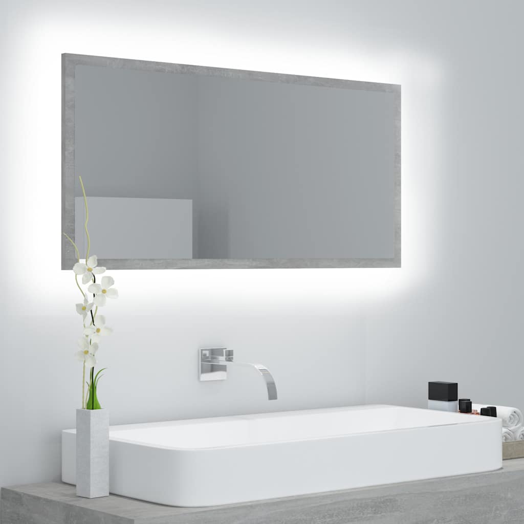 Vidaxl badkamerspiegel led 90x8,5x37 cm acryl betongrijs