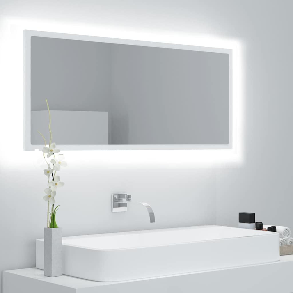 Vidaxl badkamerspiegel led 100x8,5x37 cm acryl wit