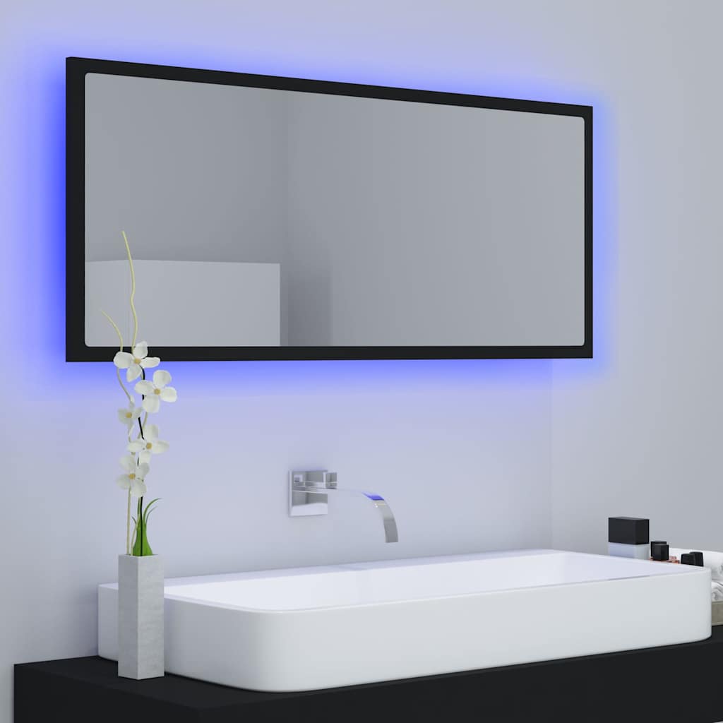 Vidaxl badkamerspiegel led 100x8,5x37 cm acryl zwart