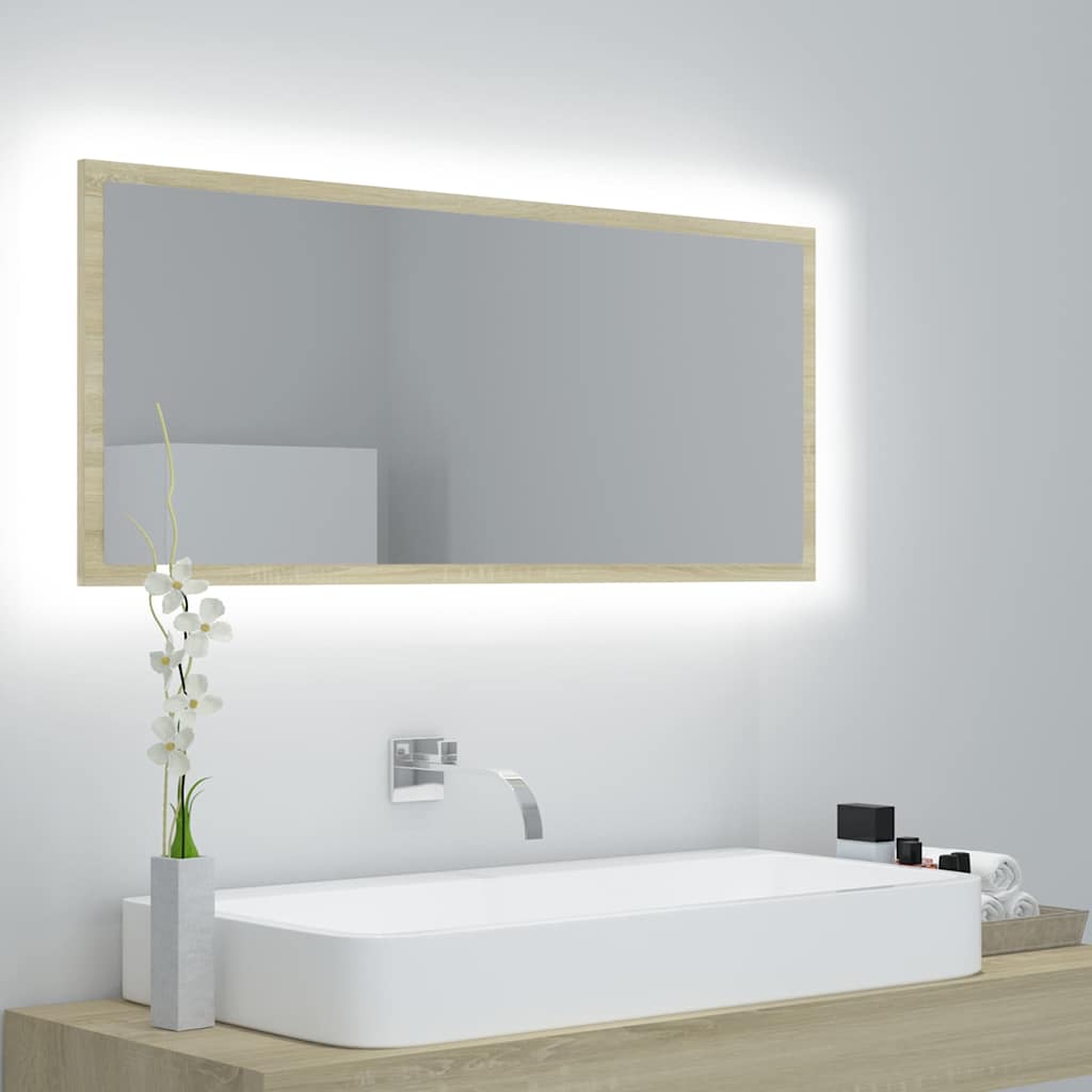 Vidaxl badkamerspiegel led 100x8,5x37 cm acryl sonoma eikenkleurig