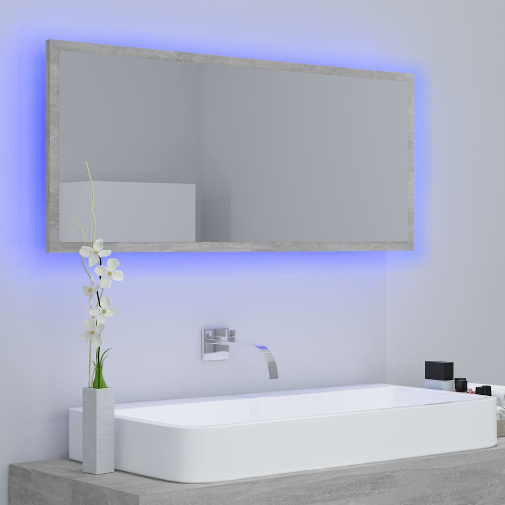 Vidaxl badkamerspiegel led 100x8,5x37 cm acryl betongrijs