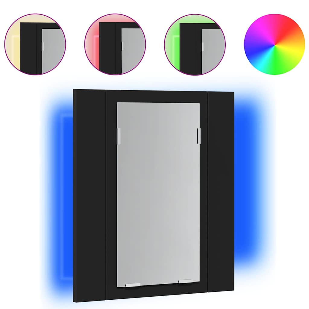 Vidaxl badkamerkast met spiegel en led 40x12x45 cm acryl zwart