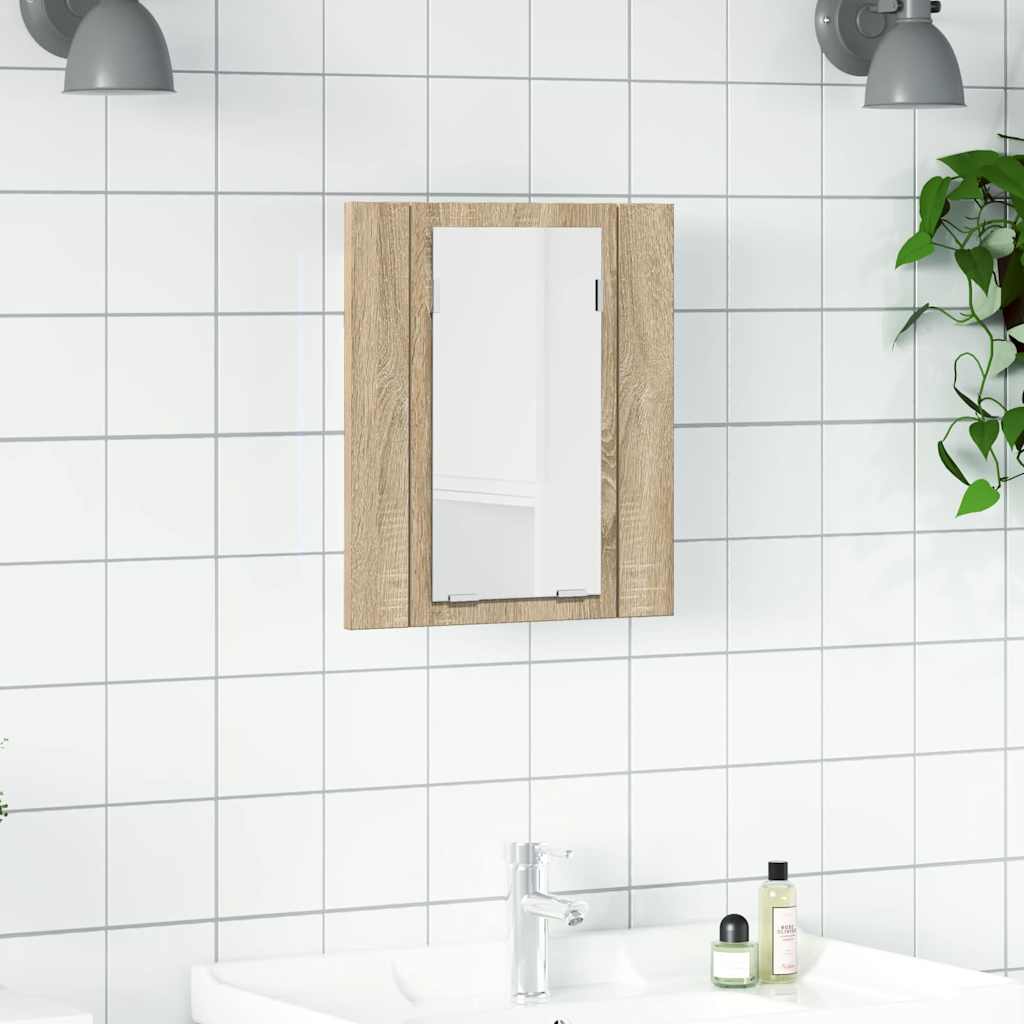 Vidaxl badkamerkast met spiegel led 40x12x45 acryl sonoma eikenkleurig