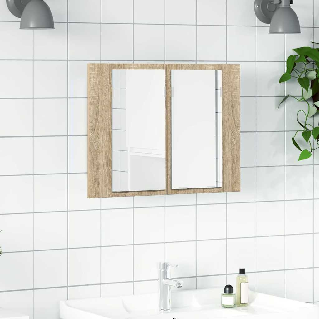 Vidaxl badkamerkast met spiegel led 60x12x45 acryl sonoma eikenkleurig