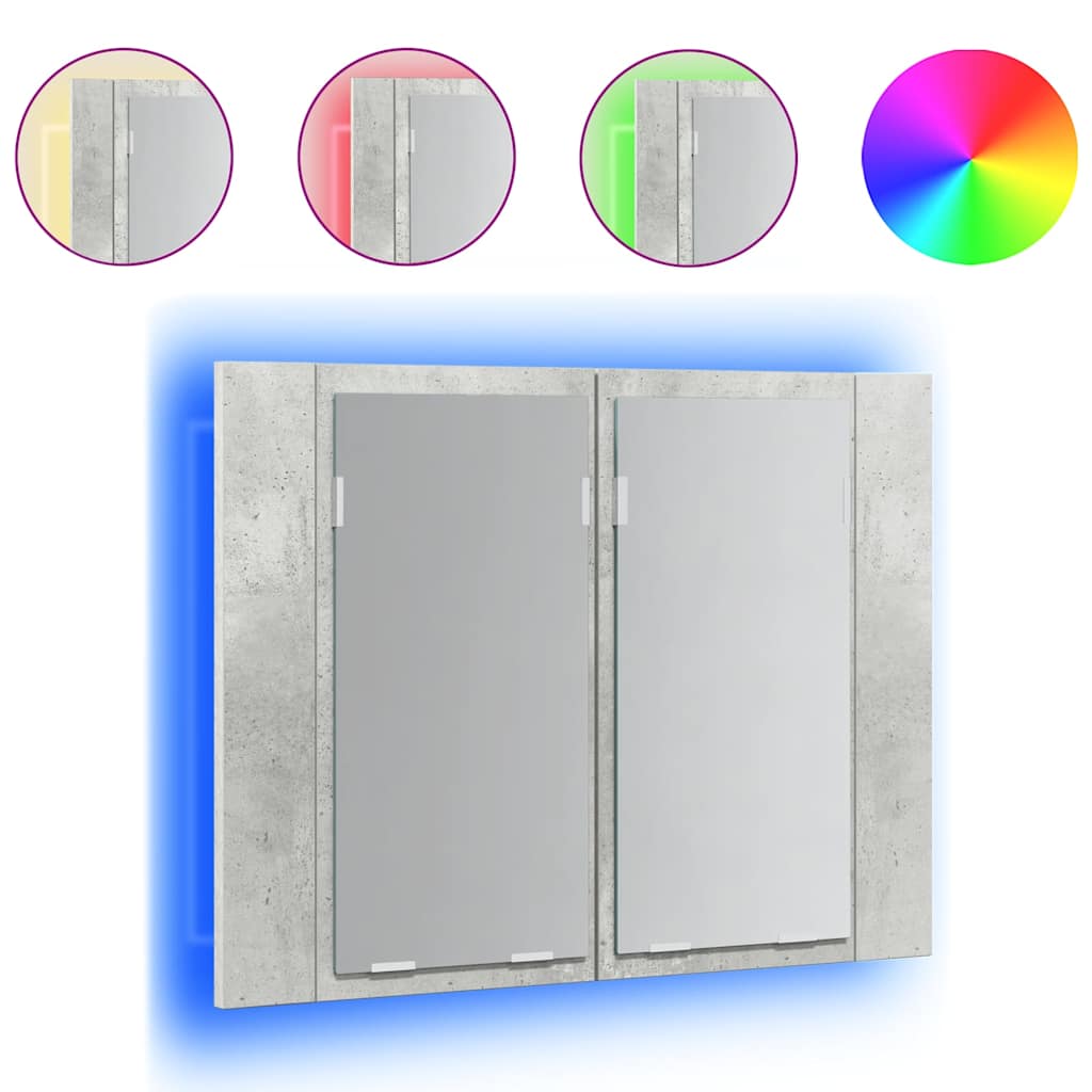 Vidaxl badkamerkast met spiegel en led 60x12x45 cm acryl betongrijs