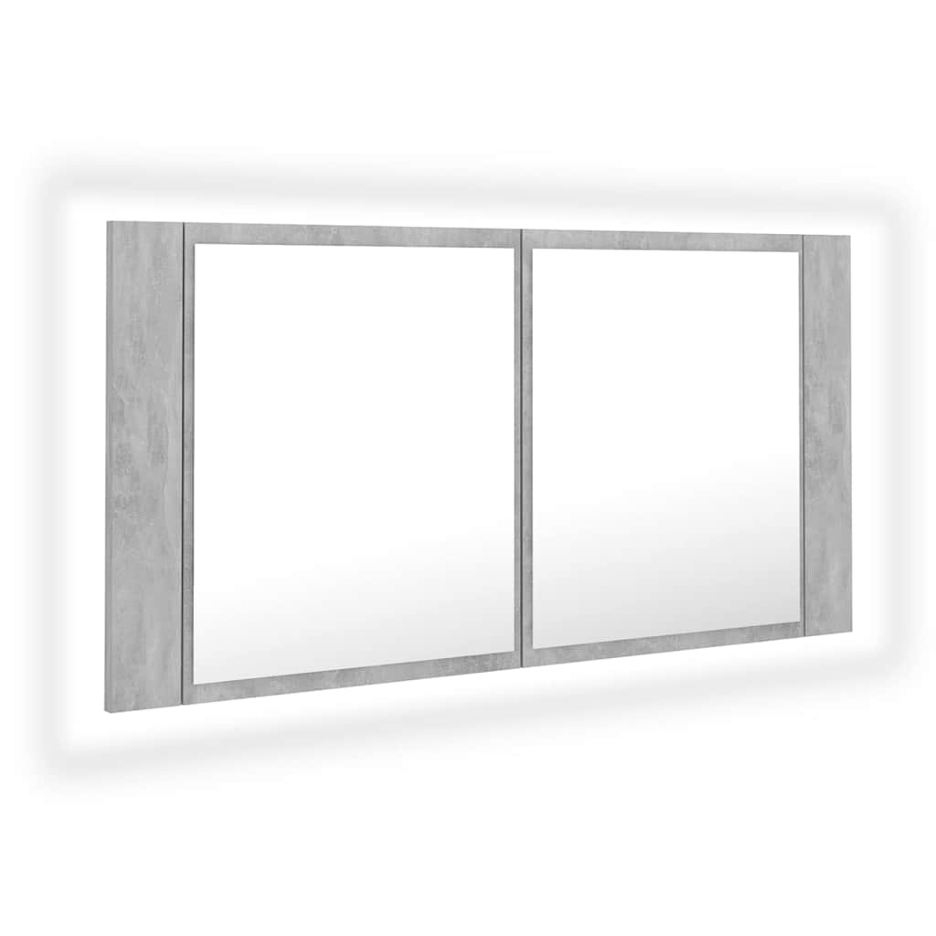 Vidaxl badkamerkast met spiegel en led 90x12x45 cm acryl betongrijs