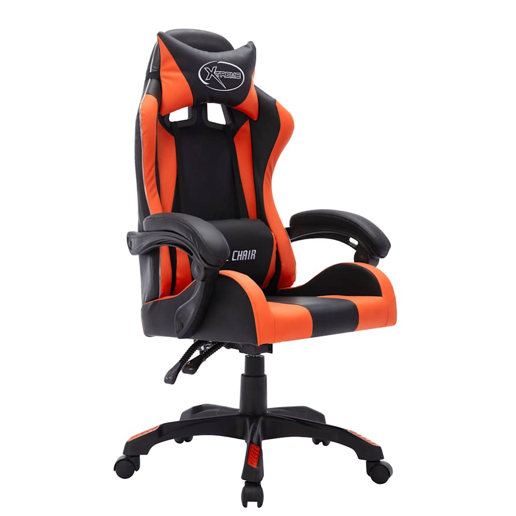 Vidaxl racestoel met rgb led-verlichting kunstleer oranje en zwart