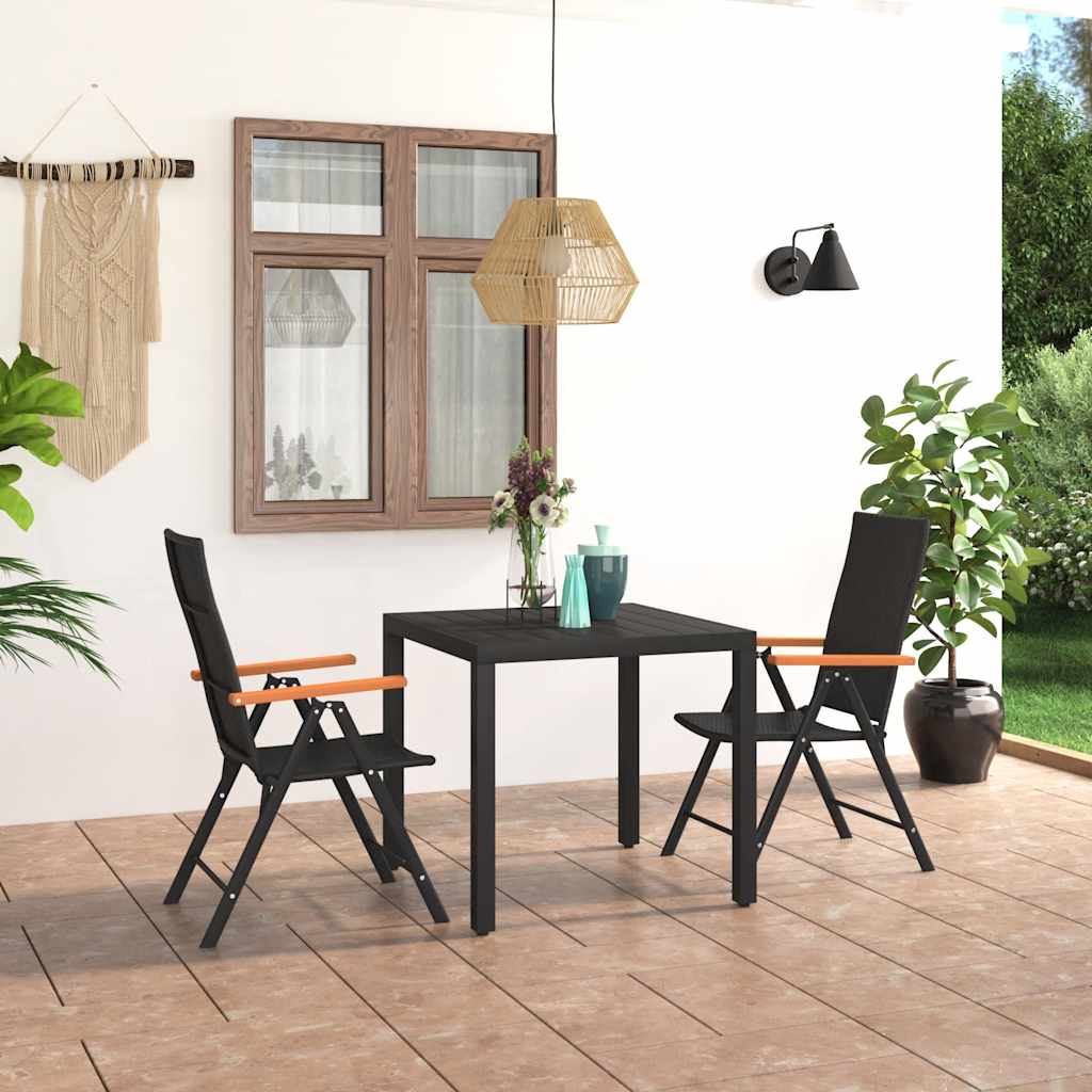 Vidaxl 3-delige tuinset zwart en bruin