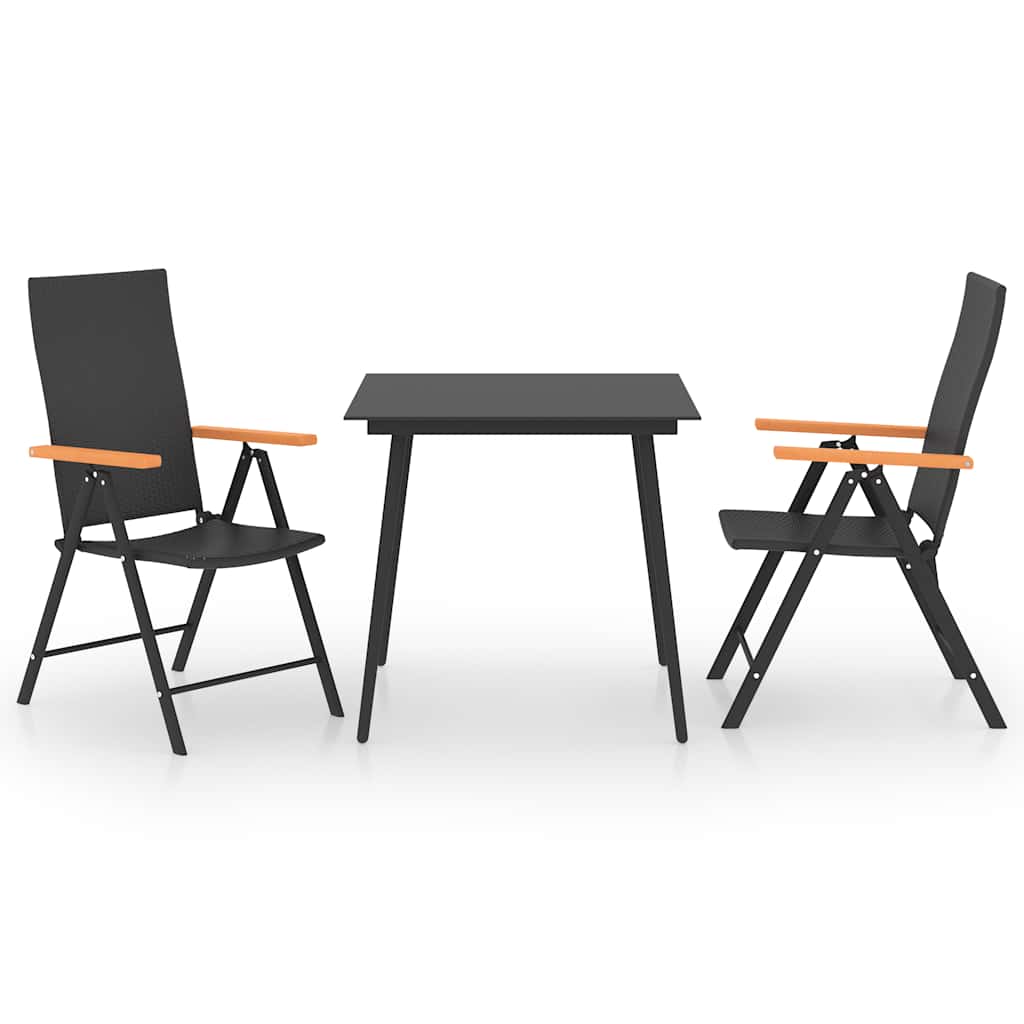 Vidaxl 3-delige tuinset zwart en bruin