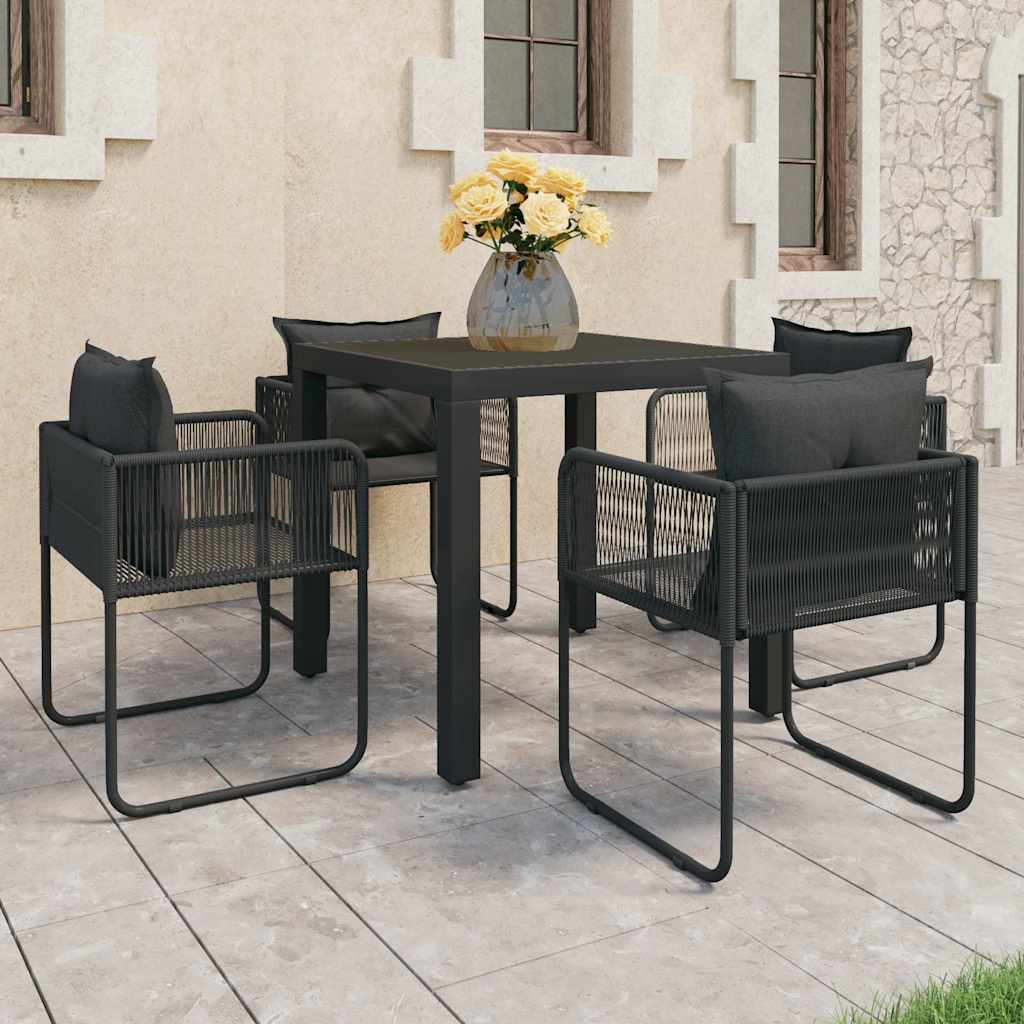 Vidaxl 5-delige tuinset pvc-rattan zwart