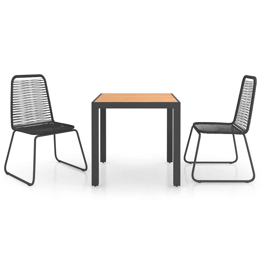 Vidaxl 3-delige tuinset pvc-rattan zwart en bruin