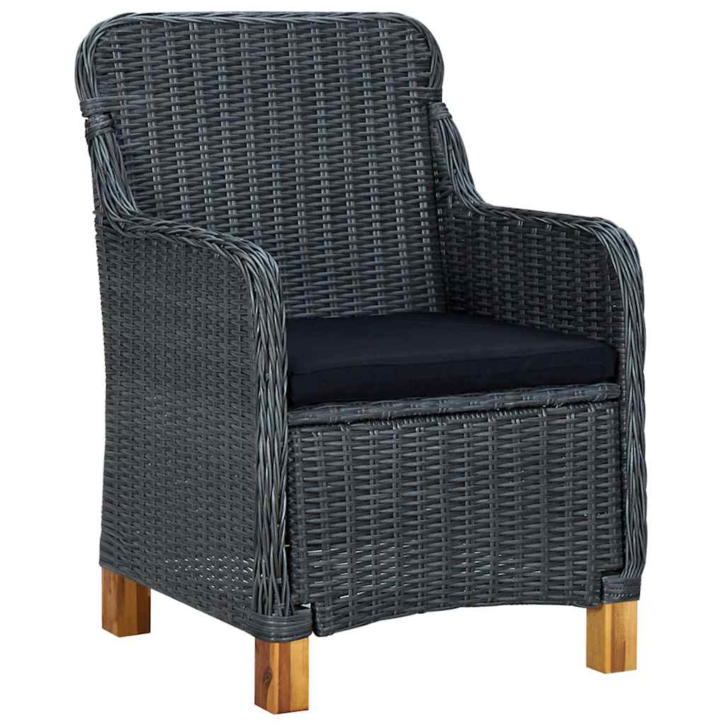 Vidaxl 3-delige loungeset met kussens poly rattan donkergrijs
