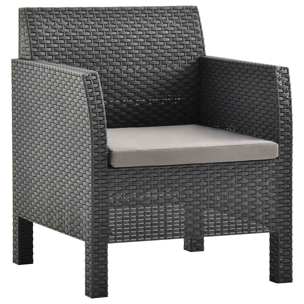 Vidaxl tuinstoel met kussen antraciet 63x65x76 cm pp rattan