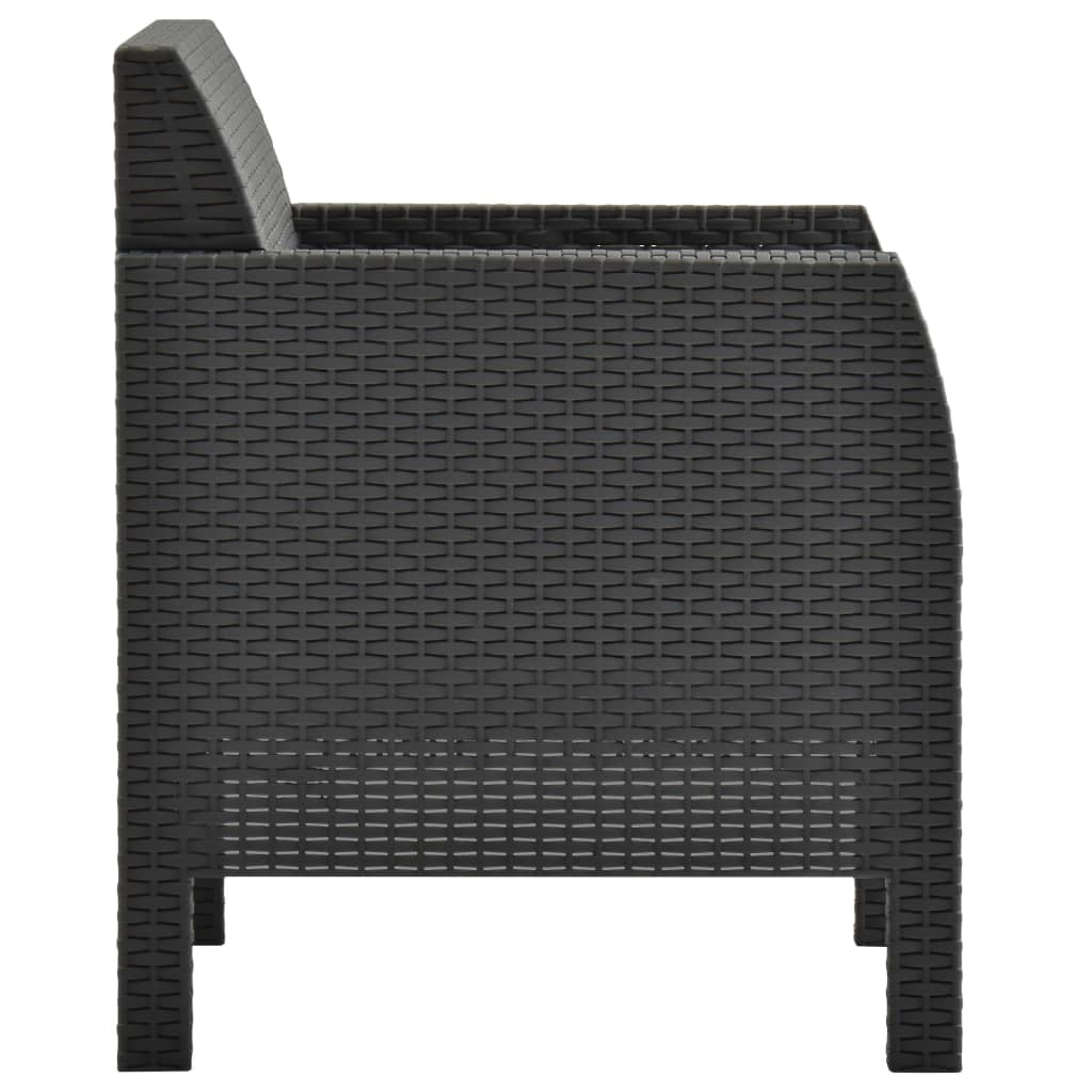 Vidaxl tuinstoel met kussen antraciet 63x65x76 cm pp rattan