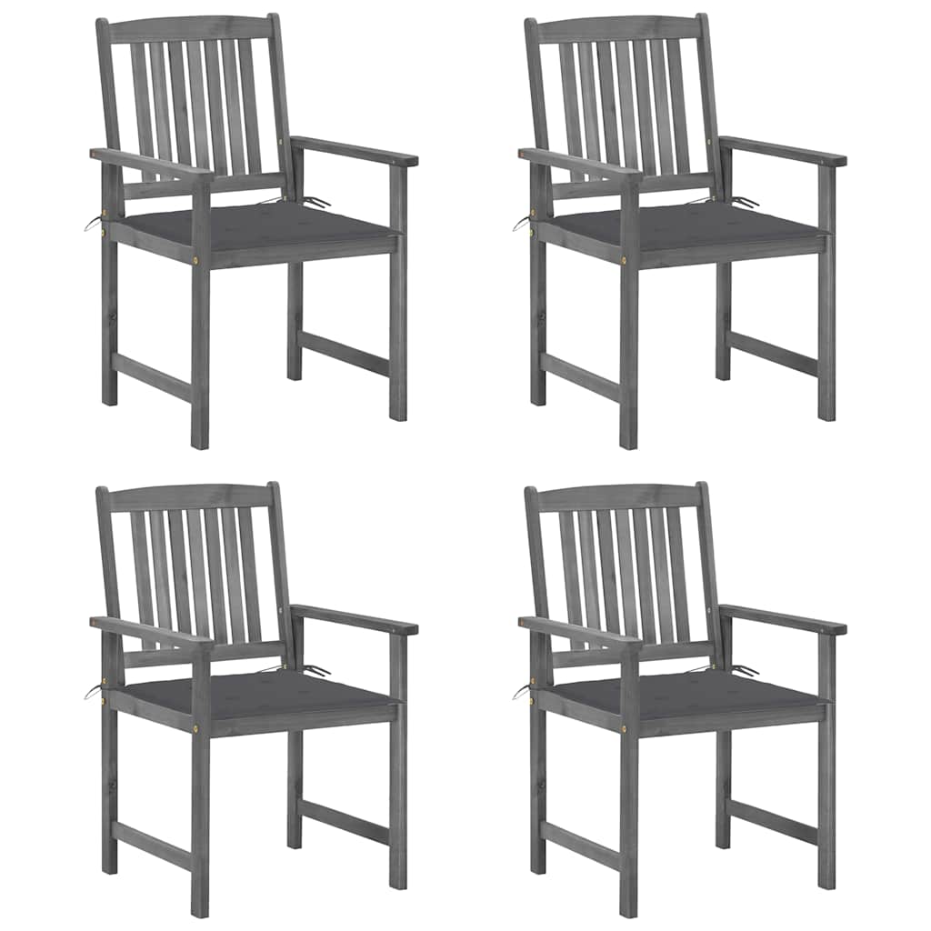 Vidaxl tuinstoelen 4 st met kussens massief acaciahout grijs