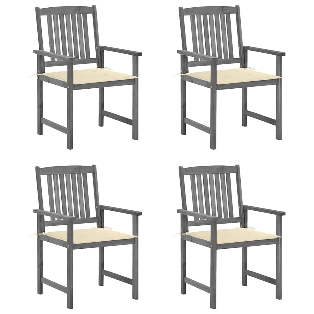 Vidaxl tuinstoelen 4 st met kussens massief acaciahout grijs
