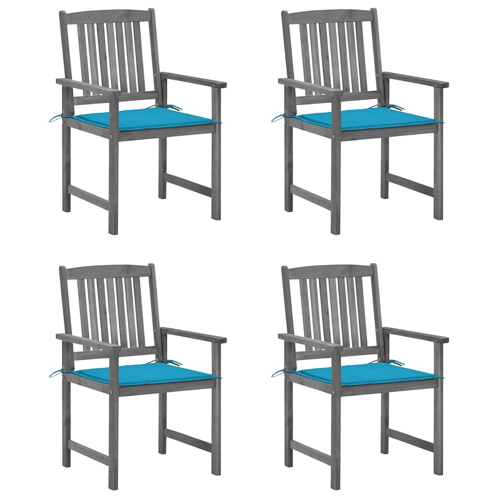 Vidaxl tuinstoelen 4 st met kussens massief acaciahout grijs