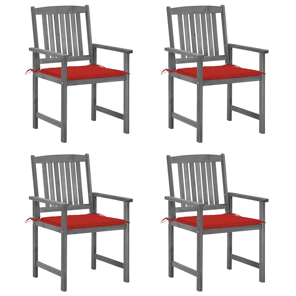 Vidaxl tuinstoelen 4 st met kussens massief acaciahout grijs