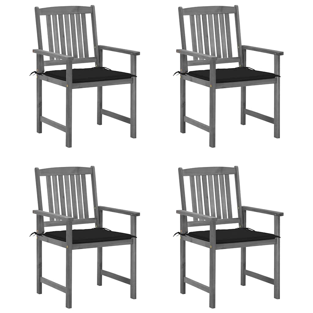Vidaxl tuinstoelen 4 st met kussens massief acaciahout grijs