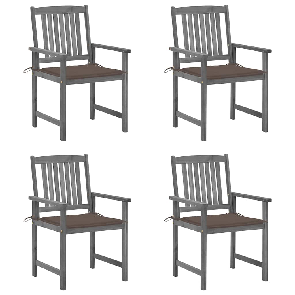 Vidaxl tuinstoelen 4 st met kussens massief acaciahout grijs