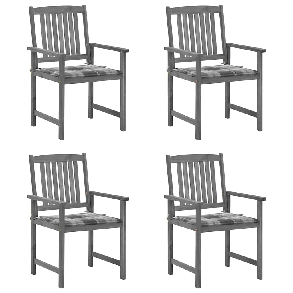 Vidaxl tuinstoelen 4 st met kussens massief acaciahout grijs