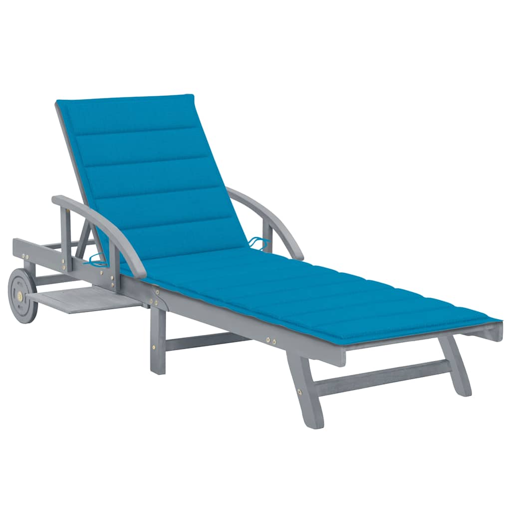 Vidaxl ligbed met kussen massief acaciahout