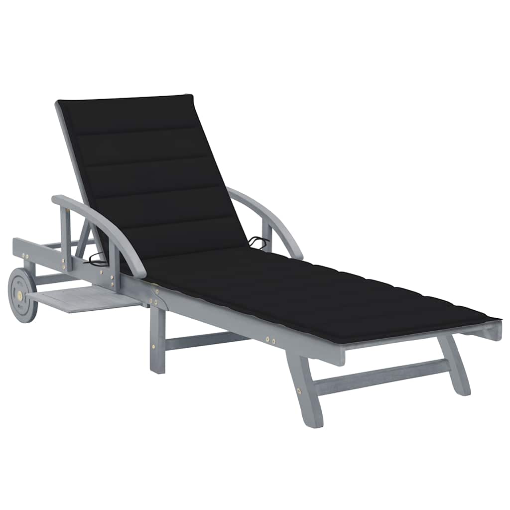 Vidaxl ligbed met kussen massief acaciahout