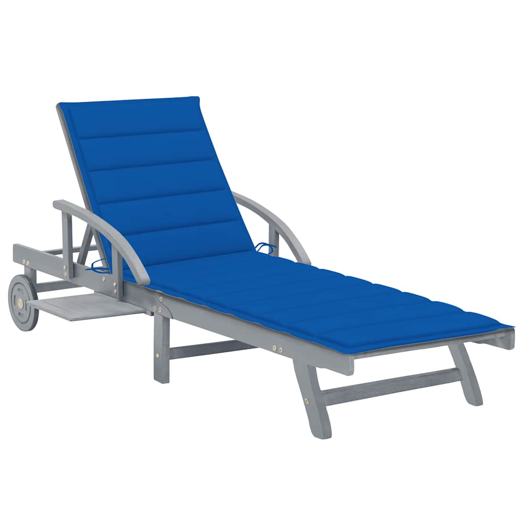 Vidaxl ligbed met kussen massief acaciahout