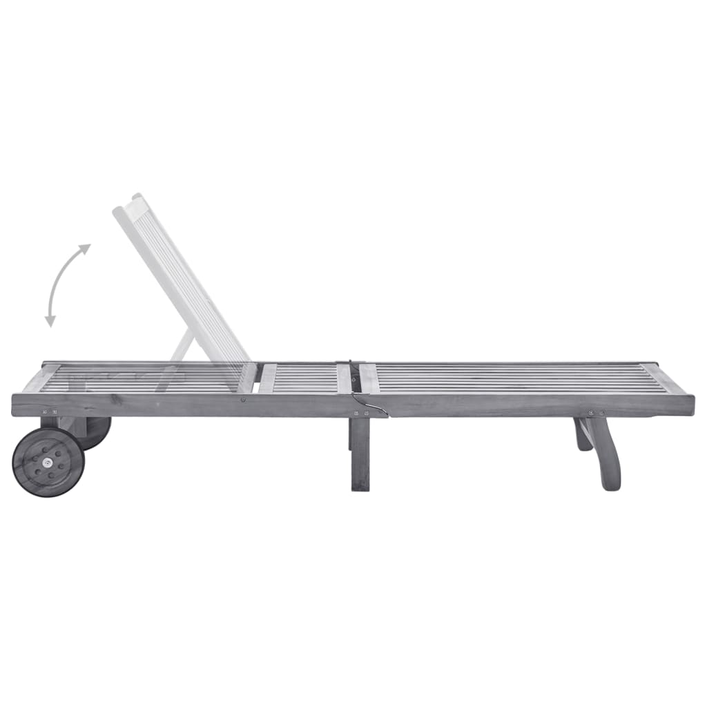 Vidaxl ligbed met kussen massief acaciahout grijs