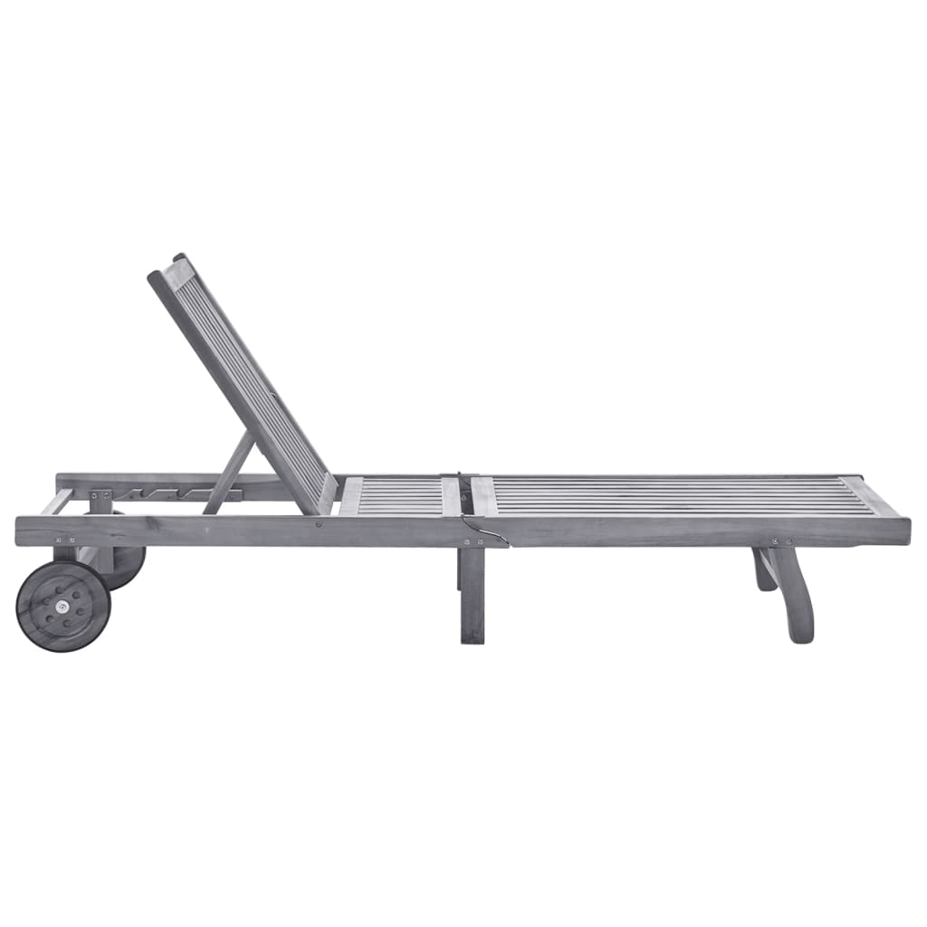 Vidaxl ligbed met kussen massief acaciahout grijs