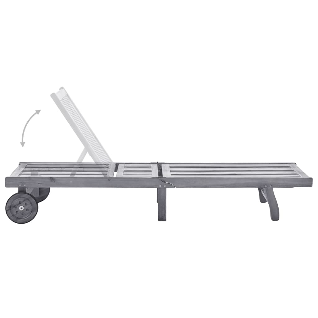 Vidaxl ligbed met kussen massief acaciahout grijs