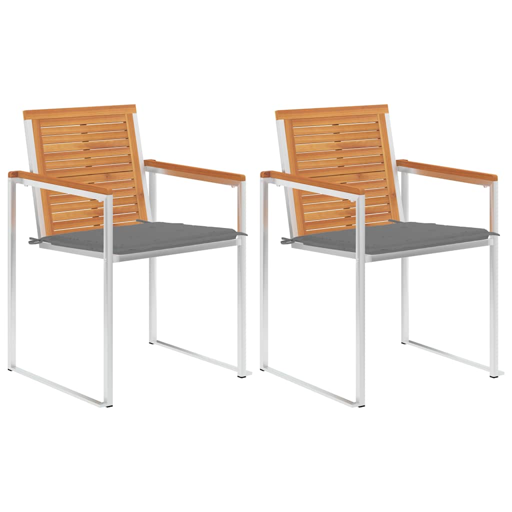 Vidaxl tuinstoelen 2 st met kussens massief acaciahout en staal