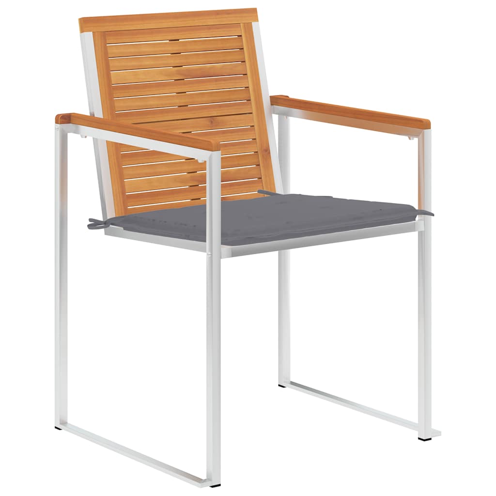Vidaxl tuinstoelen 2 st met kussens massief acaciahout en staal