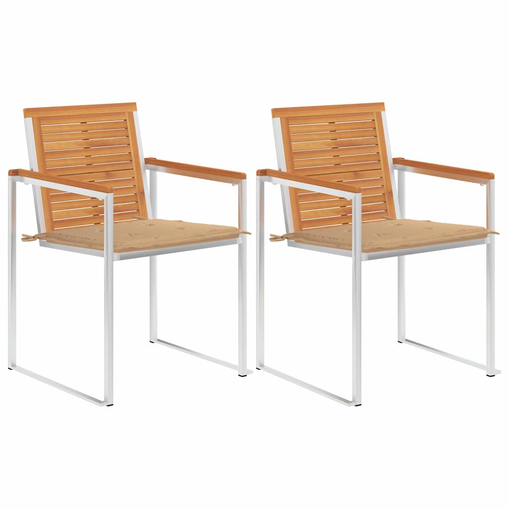 Vidaxl tuinstoelen 2 st met kussens massief acaciahout en staal