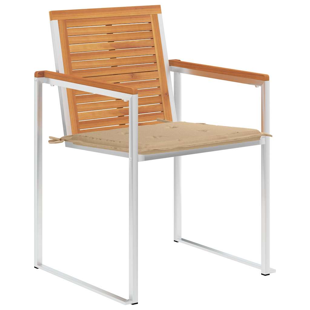 Vidaxl tuinstoelen 2 st met kussens massief acaciahout en staal